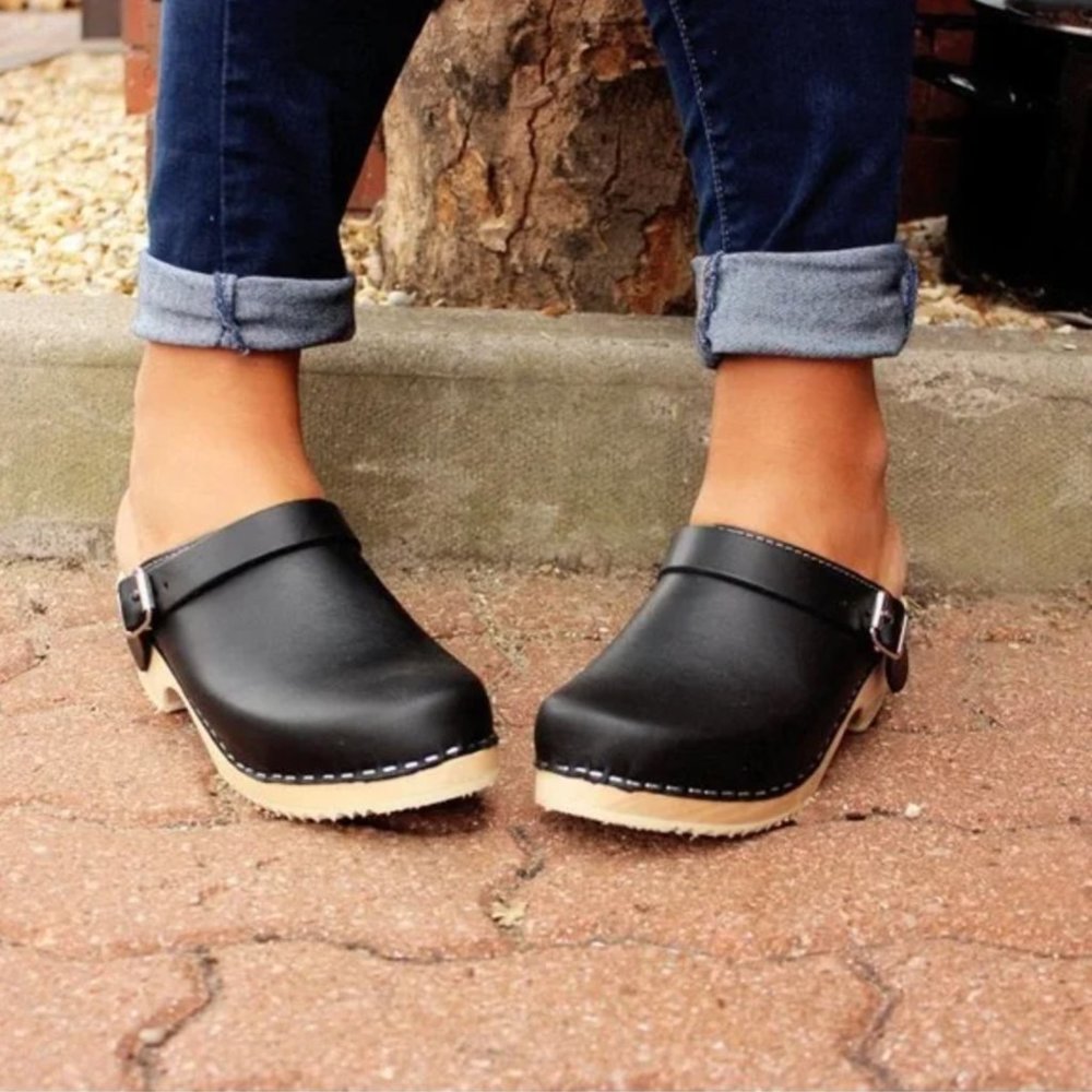 Lotta From Stockholm Classic Black Clogs with Straps Size EU 38 / US 7.5